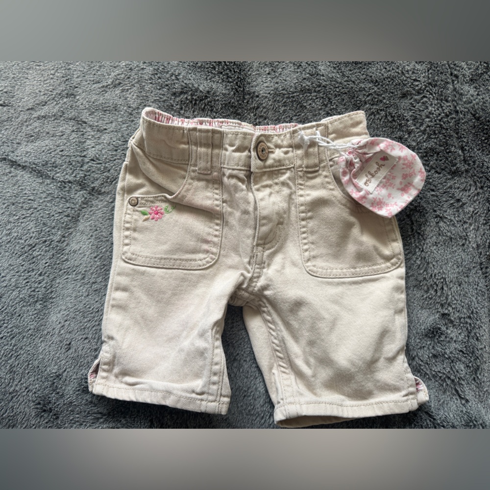 OshKosh B'gosh Cream Shorts with Pink Floral Accent